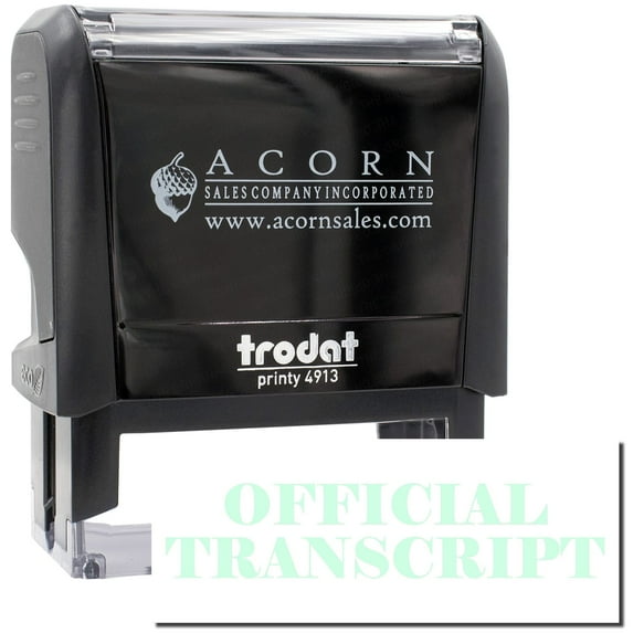 Large Self-Inking Official Transcript Stamp, Trodat Printy 4913, Press and Print Stamping, Impression Size 7/8" x 2-1/4", Up to 10,000 Impressions - Mint Green Ink