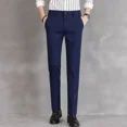 thumbnail image 4 of Pantalones elásticos elásticos de 9 pulgadas para hombre, pantalones de trabajo azules para hombre, pantalones rectos de oficina, moda de licra, verano 2024, para hombre chino, 4 of 5