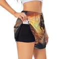 thumbnail image 2 of Bixox Women's Sunset Dancing Dolphin A pattern 2 in 1 Running Shorts - Lightweight Athletic Workout Gym Yoga Shorts Liner with Pockets - Large, 2 of 5