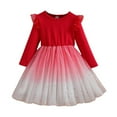 thumbnail image 1 of RXMEKW Robe en Tulle à Manches Longues et Col Rond pour Filles, Robe de Princesse pour Fête avec Jupe, 1 of 6