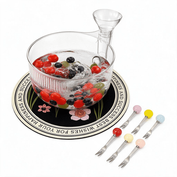 Berry Washing Bowl, Clear Faucet Fruit Spinner Washer with Integrated Strainer, Hands-Free Cleaning Colander for Kitchen Meal Prep
