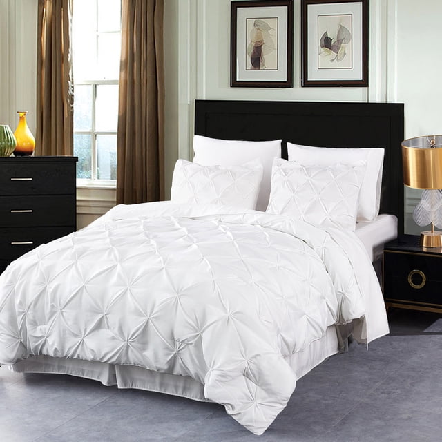 HAOK Ensemble de Couette Plissée Simple 6 Pcs, Literie en Microfibre, Blanc