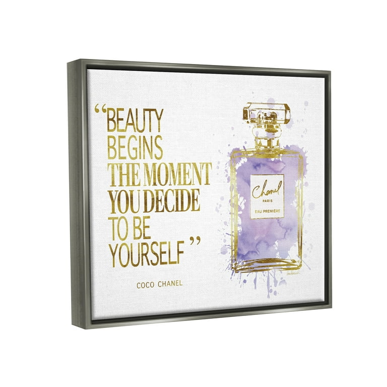 Stupell Industries Beauty Begins Designer Quote Purple Glam Perfume Bottle,  Design by Amanda Greenwood