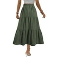 thumbnail image 3 of cocolona Skirts for Women Casual Summer Elastic Waist Drawstring Flowy Long Skirts Fashion Solid Color Beach Vacation A Line Maxi Skirts Army Green XL, 3 of 5