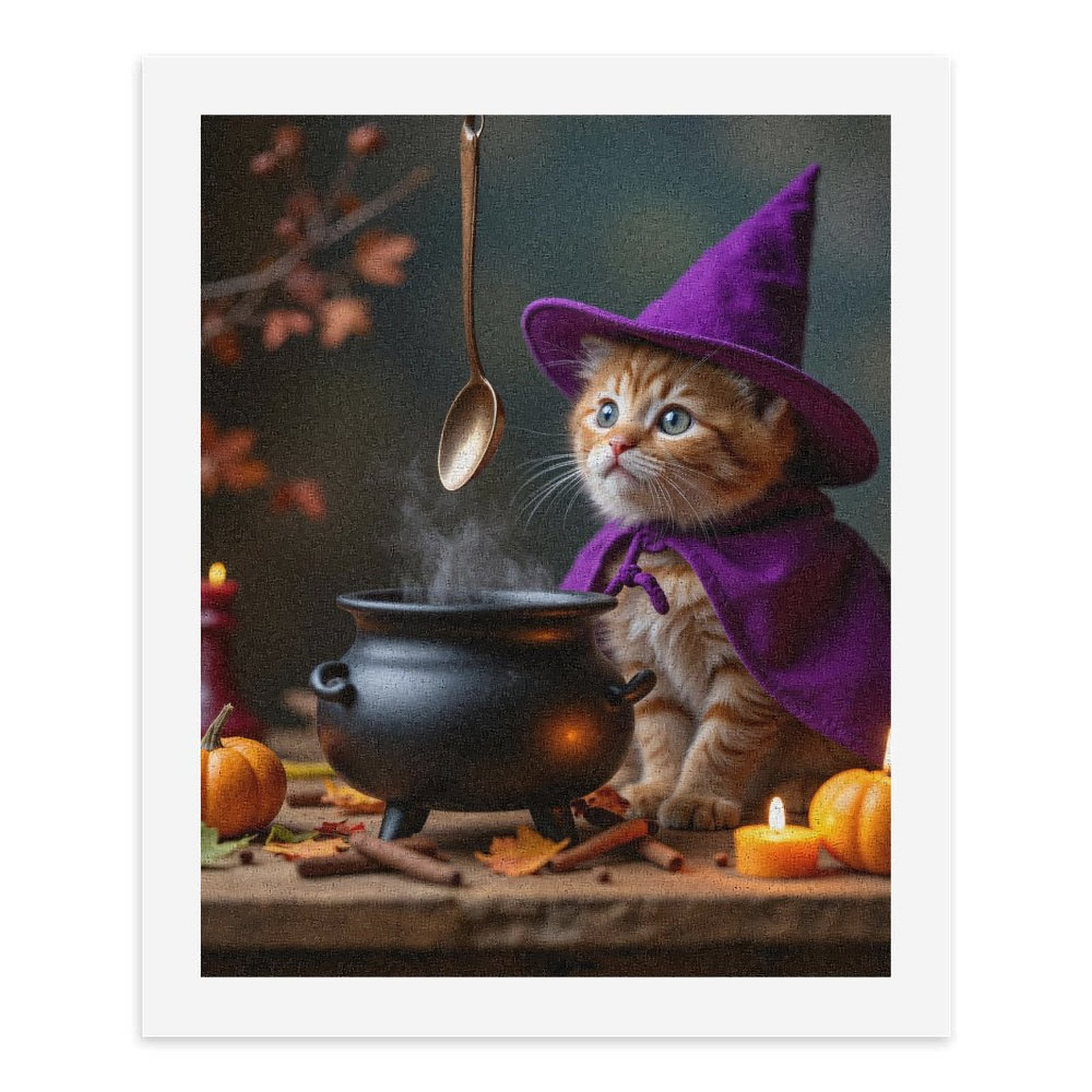 Paint By Numbers Kit for Adults Beginner - DIY Cute Kitten Witch Cauldron Candle Canvas Painting Kits for Adults, Frameless Paint By Number for Adults for Home Wall Decor 16x20 Inch