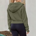 thumbnail image 6 of Women's Fashion Casual Hooded Zip Padded Long Sleeve Solid Colour Sweatshirt for Fall and Winter, Fleece Lined, Winter Clothes for Women,Army Green,L, 6 of 6