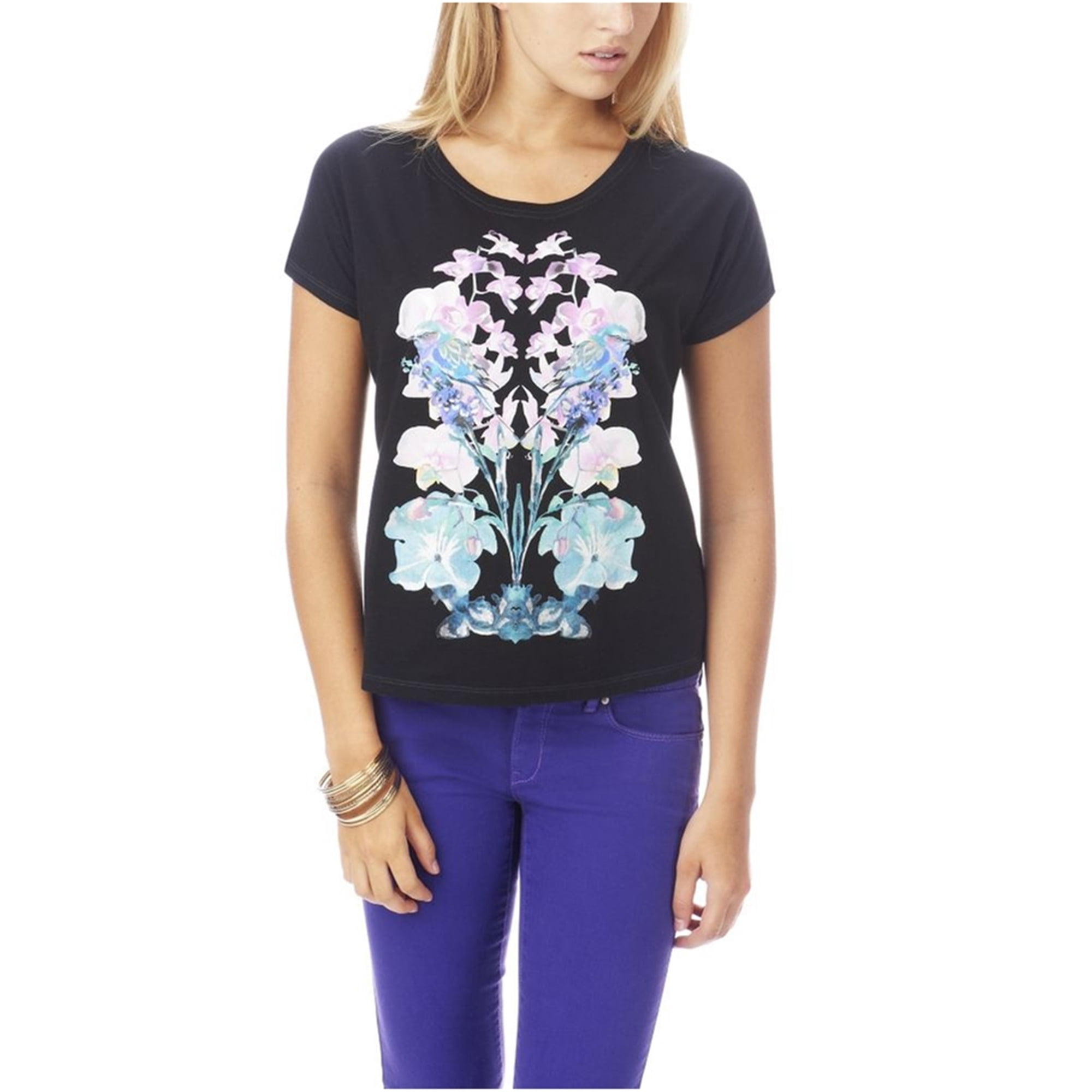 AEROPOSTALE Womens Floral Raglan Graphic T-Shirt