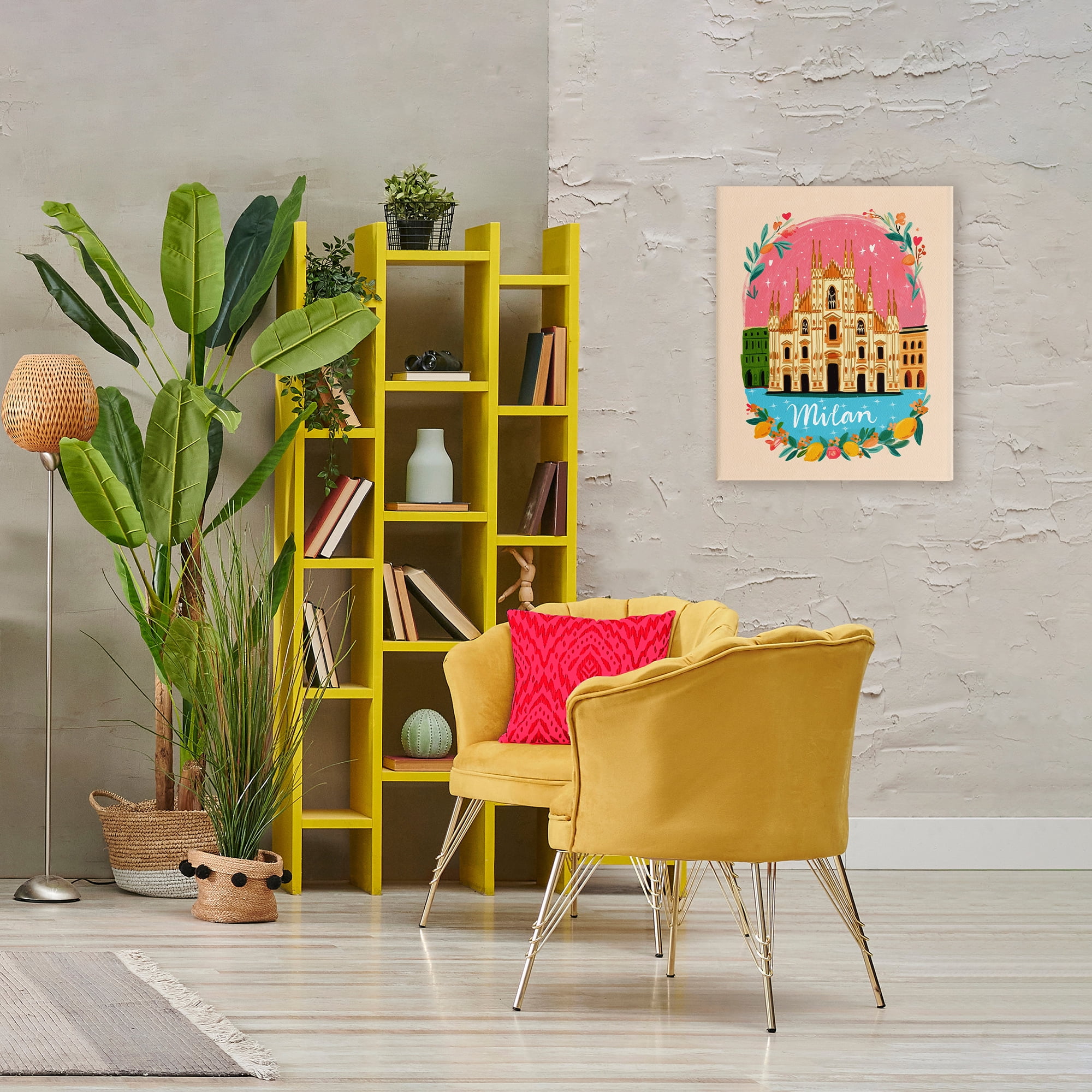 Floral Bordered Milan Canvas Wall Art, design by Yen