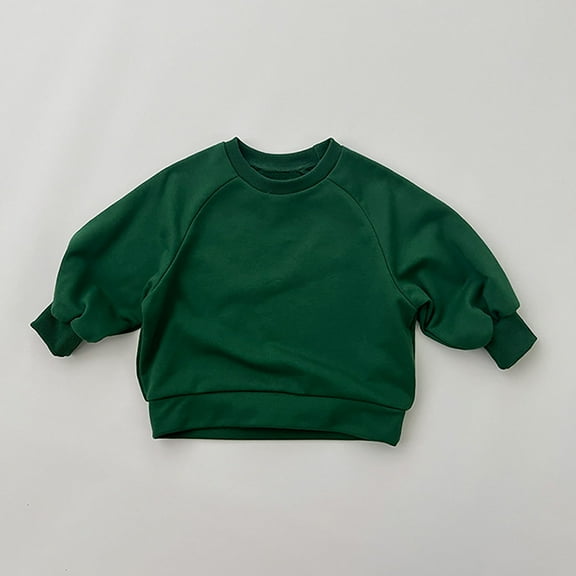 Boys Hoodies & Sweatshirts - Toddler Kids Basic Crewneck Pullover Sweatshirt Solid Coat for Children