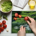 thumbnail image 3 of Japanese Cutting Board, Pine Tree in Lake with Stones Japanese Organic Nature Scenery with Garden Theme, Decorative Tempered Glass Cutting and Serving Board, Large Size, Green, by Ambesonne, 3 of 5