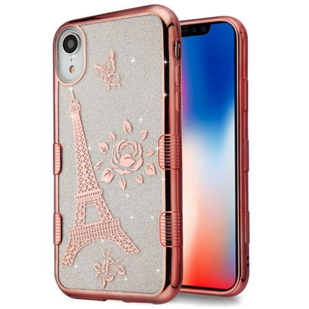Tuff Full Glitter Electroplating Hybrid Protective Case for iPhone XR - Eiffel (Best Silent Full Tower Case)