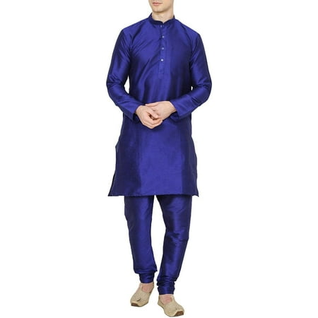 

Royal Men s Occassional Silk Blend Kurta Churidar Set Blue