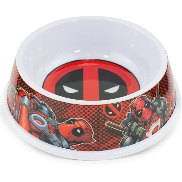 Buckle-Down Bol de Nourriture pour Chien Logo Deadpool Logo Pose Deadpool Noir Rouge 16 Onces, Multicolore