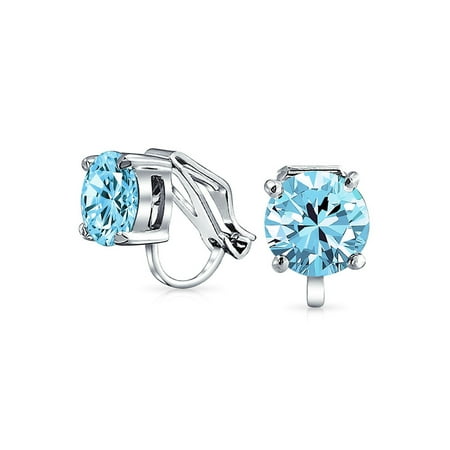 Red Plastic Earrings (2CT Brilliant Cut Round Cubic Zirconia AAA CZ Solitaire Clip On Stud Earrings For Women Silver Plated Brass More)