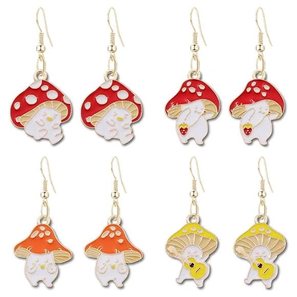 Pendientes MIGUO STORE únicos y creativos con forma de seta con dibujos animados (4 unidades)