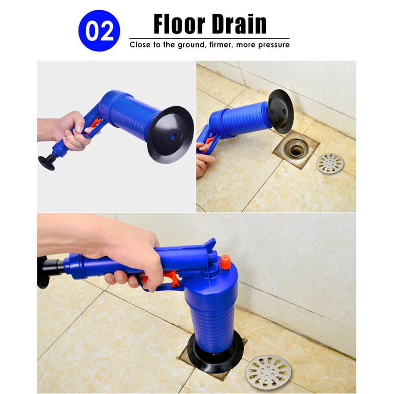 Electric Toilet Plunger – High Pressure Drain Clog Remover – 0.4MPa Max – 4 Head Attachments – Air Gauge – Rechargeable – Unclogs Toilets, Sinks, Showers & Floor Drains