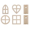 thumbnail image 1 of Uxcell 5 Estilos Mini Puertas de Jardín de Hadas de Madera en Miniatura Ventana Accesorios DIY, Color Natural 1 Set/6Pcs, 1 of 1