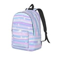 thumbnail image 1 of Kdxio Striped Gradient Print Canvas Backpack for School Work Travel Lightweight Unisex Daypack with Laptop Compartment and Adjustable Straps-Small, 1 of 5