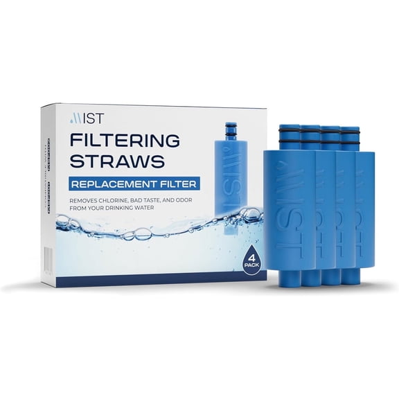 Mist Water Filter Replacement for Stainless Steel Straws Water Filtration for Reusable Straw Camping Essentials, 4 pack Navy
