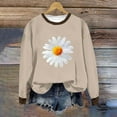 thumbnail image 6 of UTSJKR Color Block Sweatshirts for Women Daisy Printed Loose Crewneck Pullovers Long Sleeve Cute Graphic Tees Casual Tunic Blouse Khaki XL, 6 of 7