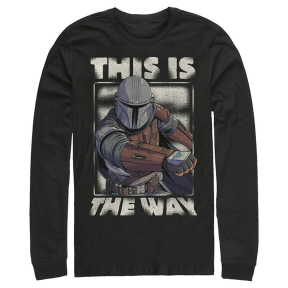 Men's Star Wars: The Mandalorian This Is The Way Mando  Long Sleeve Shirt Black Small