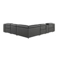 thumbnail image 3 of Dark Gray Italian Leather Power Reclining L Shaped Six Piece Corner Sectional With Console, 3 of 10