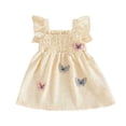 thumbnail image 5 of Splozh Toddler Girls Dresses 9 12 18 24 Months 2T 3T Toddle Baby Girl Dress Ruffle Summer Sleeveless Dresses 3D Floral 2Pcs Photoshoot Outfit,Beige,9-12 Months, 5 of 6