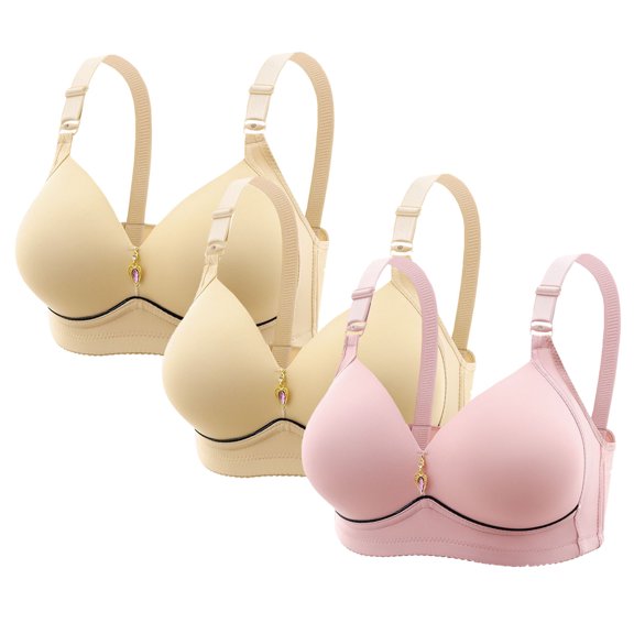 SELONE 3 Pack Women's Sports Bras Plus Size Wireless Seanless T Shirt Bra Spaghetti Strap Bras Solid Underwear