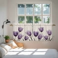 thumbnail image 4 of Purple Tulip Flower Tier Curtains, Aesthetics Farmhouse Floral Plant Light Filtering Kitchen Curtains, 2Pcs Rod Pocket Half Window Treatments Panels for Sink Cafe Cabinet Camper 27.5x24 Inches, 4 of 9