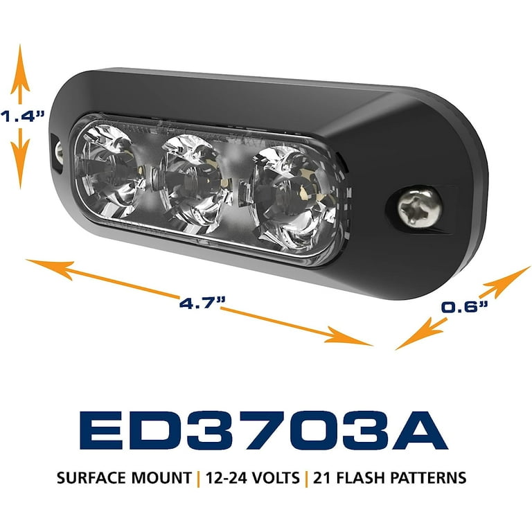 Ecco Safety Group ECCED3703A Bolt-on Mount Amber 3 LED Strobe - 5.5 in. -