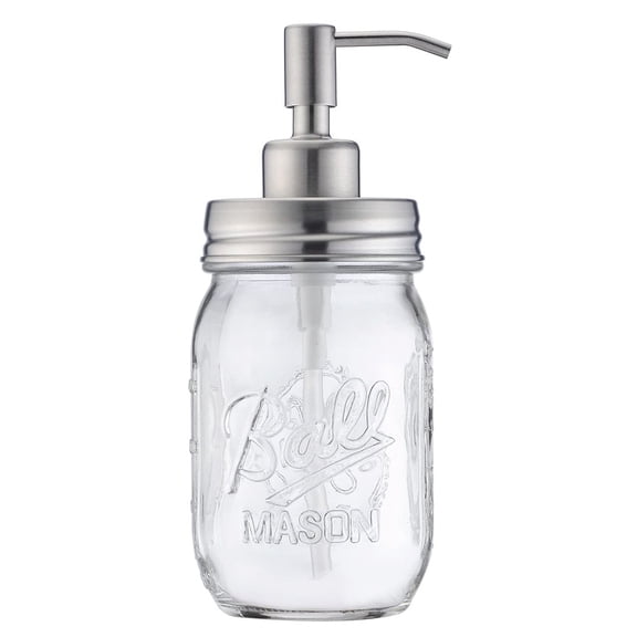 480ml Bathroom Lotion Liquid Soap Stainless Steel Mason Jar Dispenser with Brush