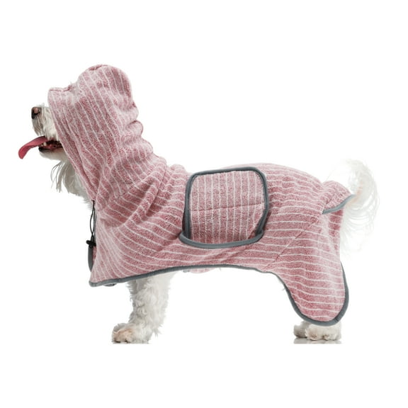 Unique Bargains Dog Bathrobe Absorbent Dog Coat Bath Robe Adjustable Bath Robe for Cats and Dogs L Pink
