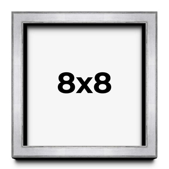 8x8 Shadow Box Frame Silver | 1.375 Inches Deep Real Wood Contemporary Shadowbox Display Frame | UV