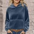 thumbnail image 2 of Womens Hoodies Corduroy Tops Casual Rund Neck Sweatshirts Fall Winter Comfy Warm Sweaters Solid Color Hooded Sweatshirt Long Sleeve Blouses Pullover Top, 2 of 6