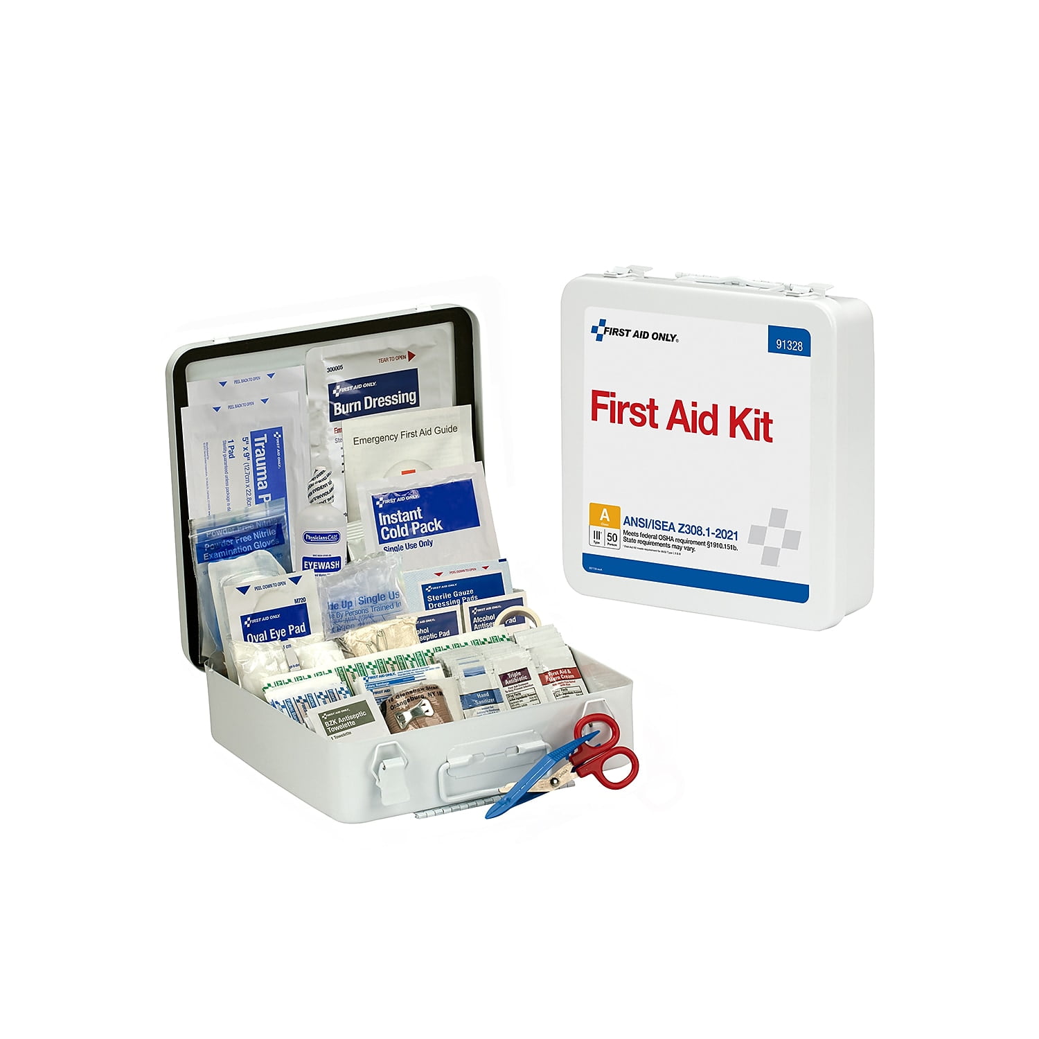 First Aid Only 50 Person Metal Case Ansi Portable First Aid Kit