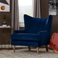 thumbnail image 2 of Finch Wyatt Wingback Fabric Upholstered Chair in Dark Blue, 2 of 9