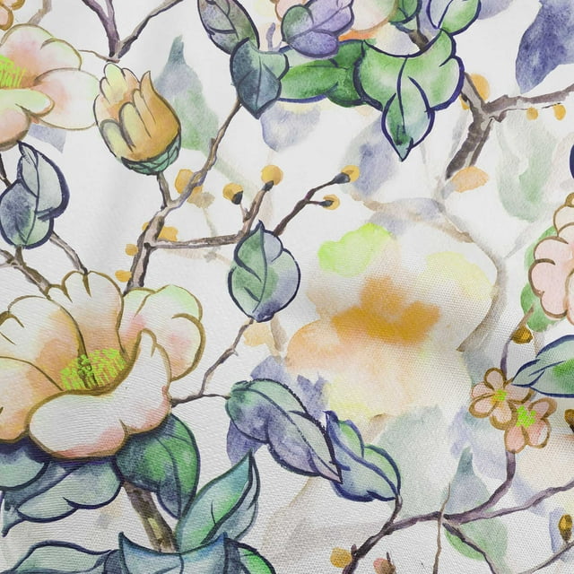 oneOone Rayon Yellow Fabric Florals Craft Projects Decor Fabric Printed By The Yard 56 Inch Wide