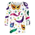 thumbnail image 5 of Mifsaly Mardi Gras T Shirts for Women 3/4 Sleeve Color Block Blouse Crewneck Carnival Mask Print Shirt Festival Party Funny Tops Pullover XL, 5 of 6