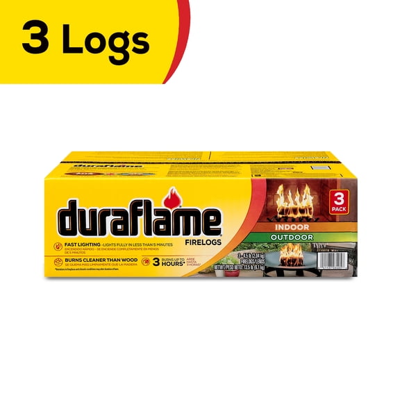 Duraflame 4.5 lb Firelog 3-Pack, 3 Hour Burn, Indoor/Outdoor Use