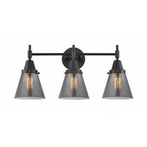 447-3W-BK-G63-Innovations Lighting-Cone - 3 Light Bath Vanity-11 Inches Tall and 24.25 Inches Wide-Matte Black Finish-Light Smoke Glass Color