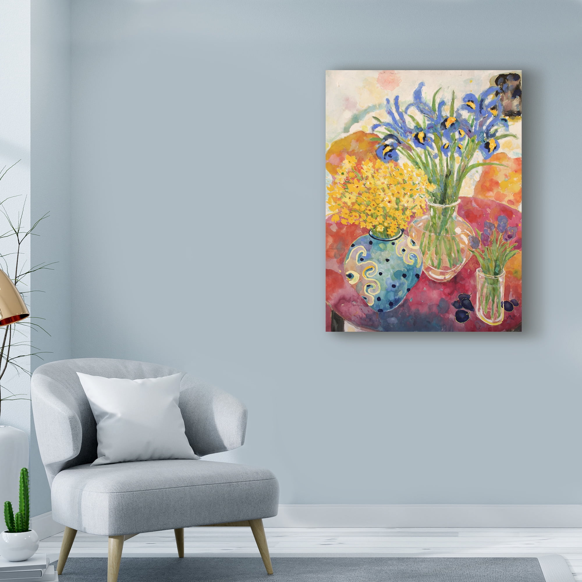 Trademark Fine Art 'Summer Flowers Blue Yellow' Canvas Art by Lorraine Platt
