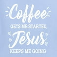 thumbnail image 5 of Wild Bobby Coffee Gets Me Started Jesus Keeps Me Going Inspirational/Christian Women Graphic Long Sleeve Tee, Light Blue, Small, 5 of 5