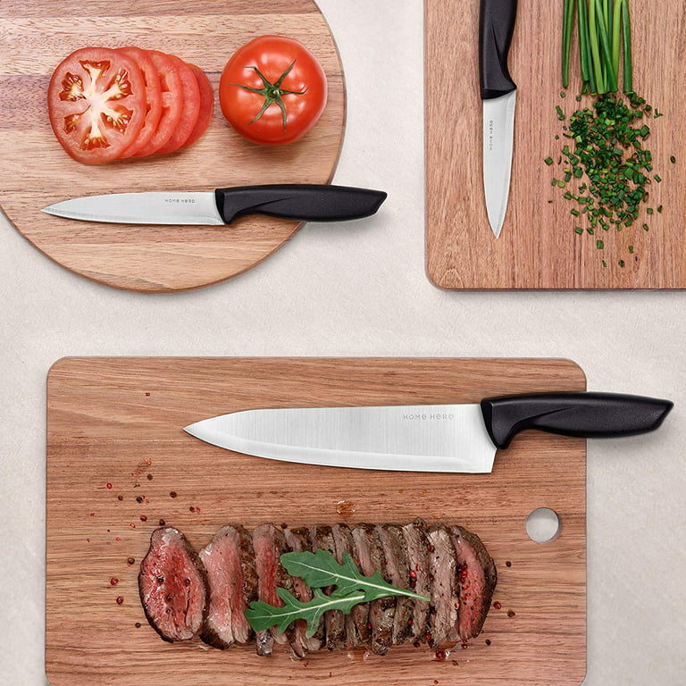 Friendly 7 Piece Kitchen Stainless Steel Knife Set Knives Multi-Purpose  Scissors Vegetable Peeler Knife Holder and Cutting Board