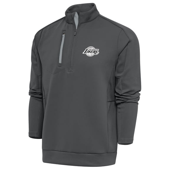 Men's Antigua Pewter Los Angeles Lakers Metallic Logo Generation Quarter-Zip Top