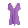 thumbnail image 7 of Awdenio Summer Dresses for Women, Fashion Ladies Summer Solid Causal V-Neck Short Sleeve Vacation Lace Dress Purple 2XL, 7 of 7