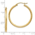 thumbnail image 3 of Auriga Fine Jewelry 14K Yellow Gold Satin and Diamond-cut 2mm Round Tube Hoop Earrings for Women, 3 of 5