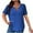 Blue, variant on yillto Womens Plus Size Summer Tops Casual V Neck Short Sleeve Shirts Solid Color Knit Loose Sweater Blouses