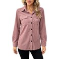 thumbnail image 4 of Womens Corduroy Shackets Jacket Plus Size Long Sleeve Button Down Retro Shirts Blouses Tops With Chest Pocket M, 4 of 4