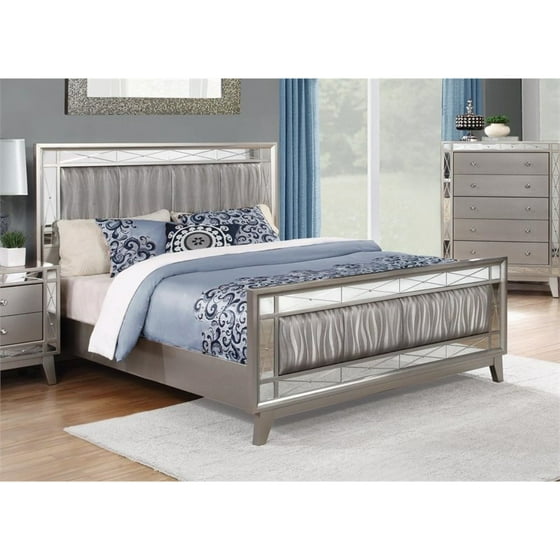 Coaster Leighton Queen Mirrored Panel Bed In Mercury
