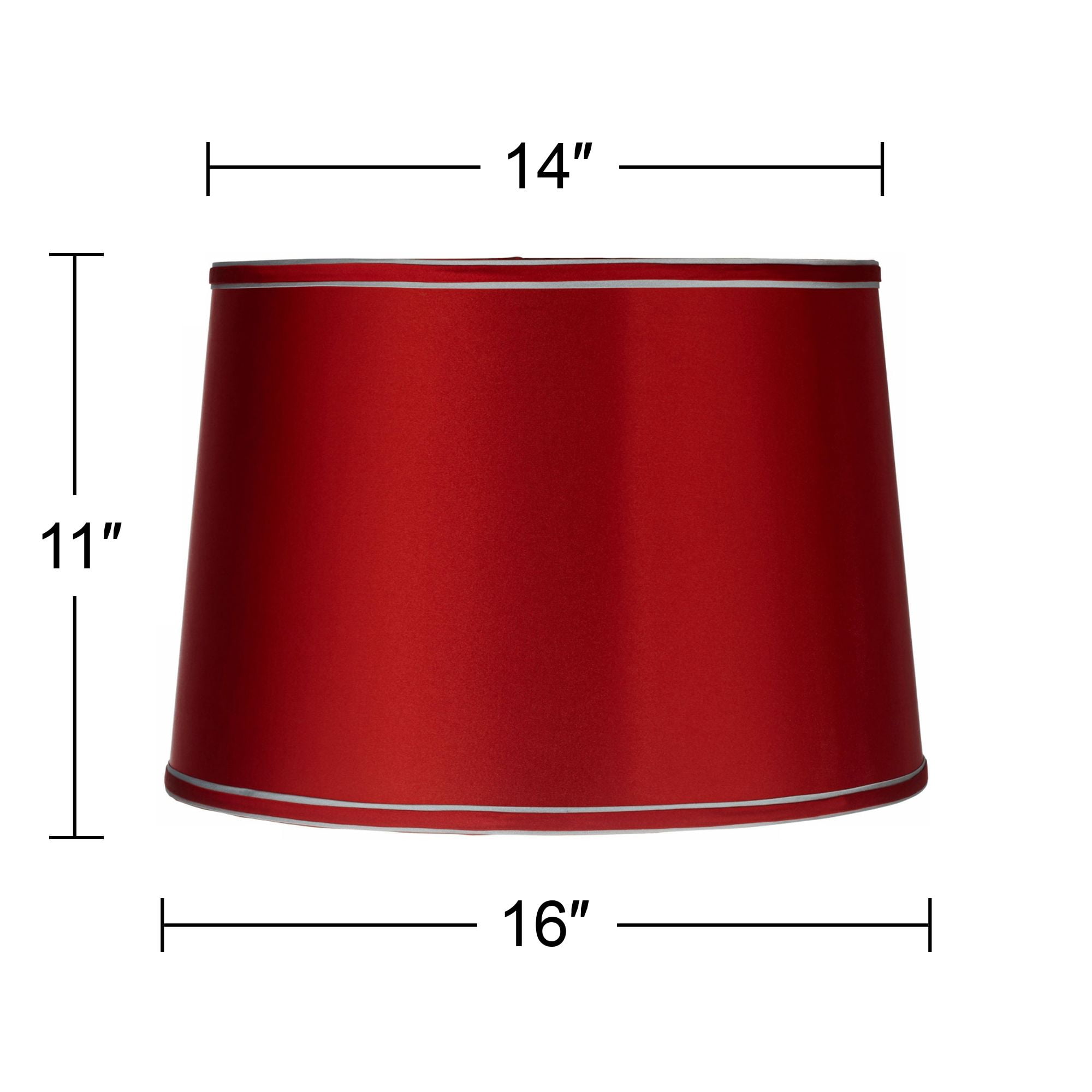 Springcrest Sydnee Satin Red Medium Drum Lamp Shade 14" Top x 16" Bottom x 11" Slant x 11" High (Spider) Replacement with Harp and Finial